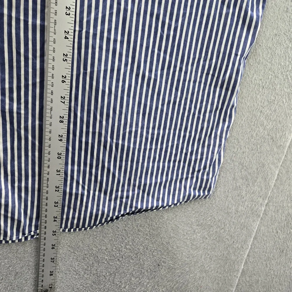 Ralph Lauren Men Button Up Shirt 5X BIG Blue Embroidered Striped Blake